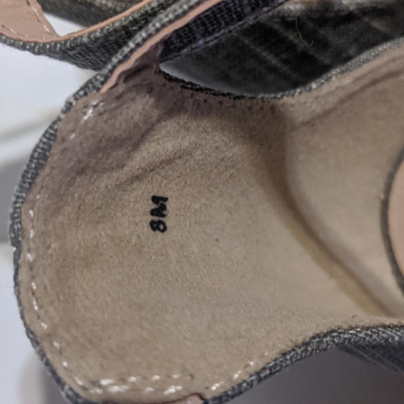 Maurice’s Roxy Braided Strap Block Heel Gray Plaid Size 8 M - Picture 4 of 8